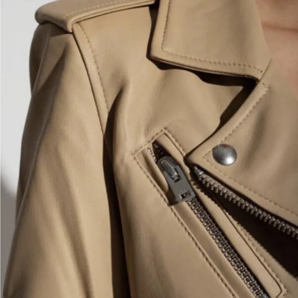NWT IRO Newhan Han 100% leather jacket beige tea - Picture 5 of 14